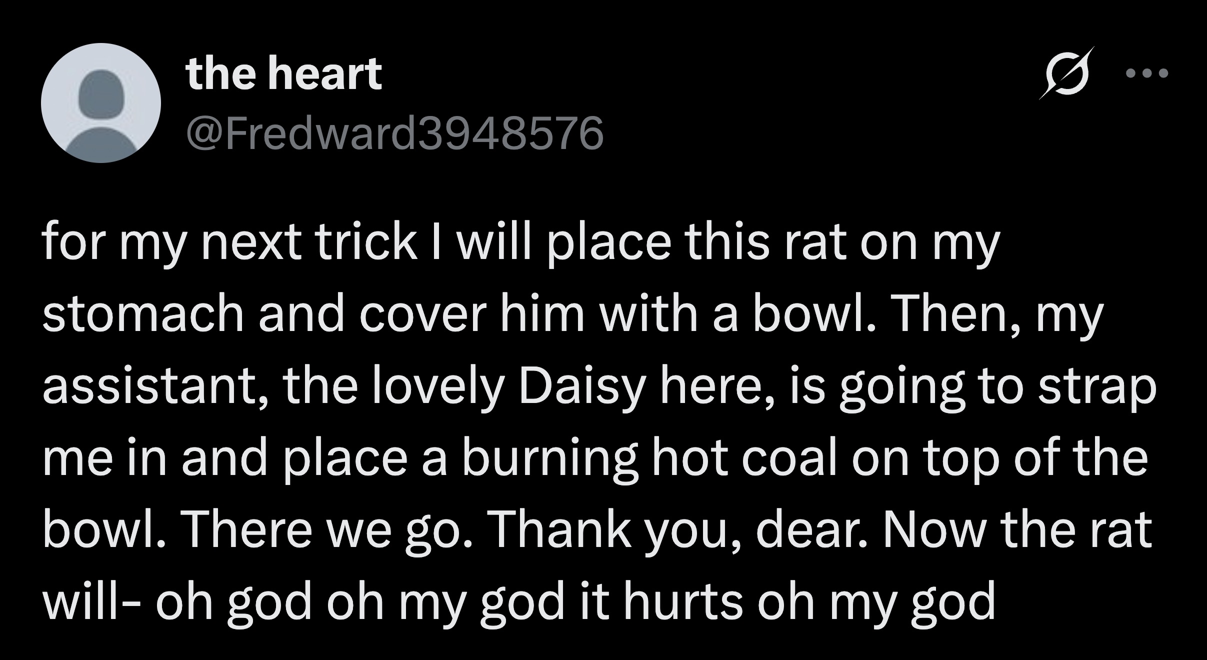 He doesn't write tweets but more like fascinating little tales.